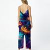 Women's Halloween Print Jumpsuit Casual Loose Fit Sleeveless Spaghetti Strap Wide Leg One Piece Romper for Seasonal Wear