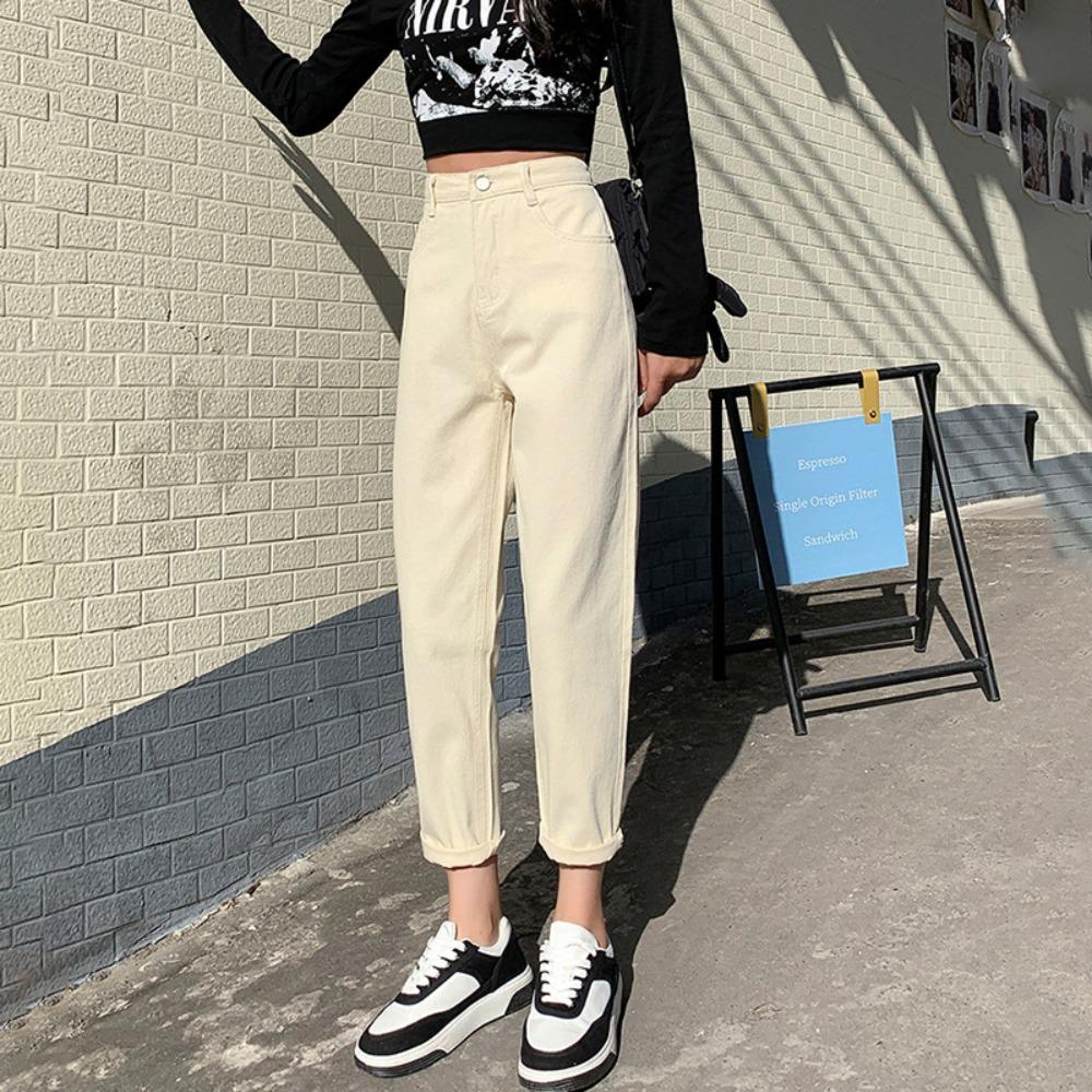 Off-white Jeans Women's Nine-point Harlan Pants Commuter Simple Casual Radish Pants Internet Celebrity Dopamine