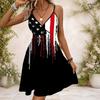 Women Plus Size White Floral Printed V Neck Sleeveless Spaghetti Strap Gathered Waist Dress