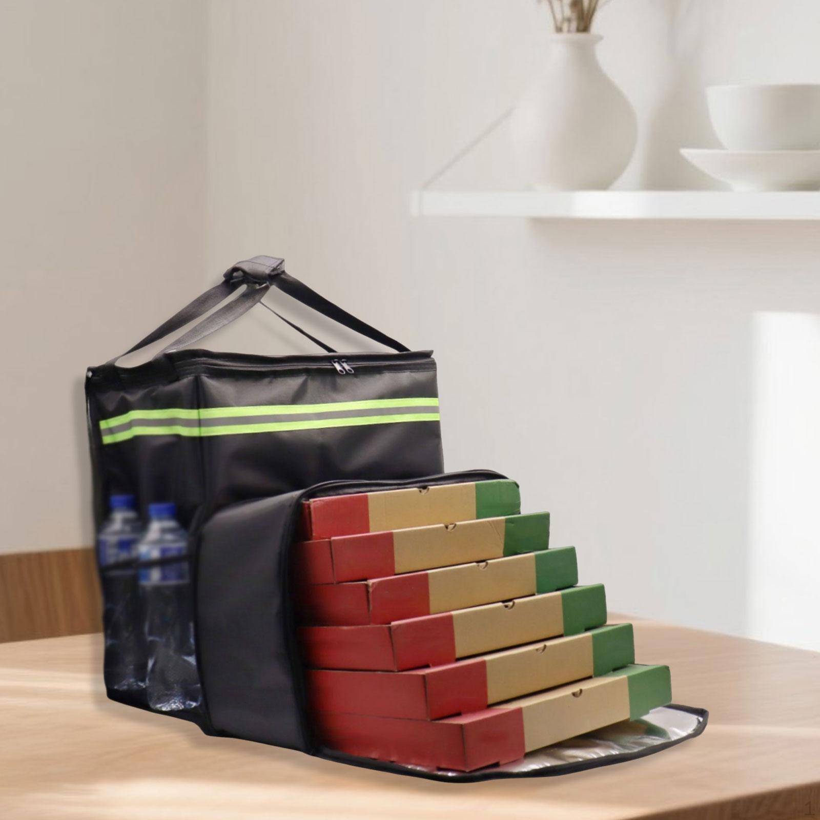 

Insulated Pizza Delivery Backpack Black Expandable Versatile Portable Cold Food Bag Reusable for