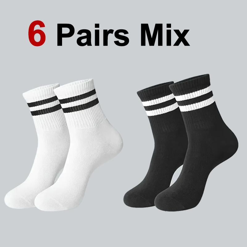 6/10/20 Pairs Men Women Striped Socks Fashion Color Soft Comfortable Sweat Absorbing Breathable Lovers Sports Style Casual Socks