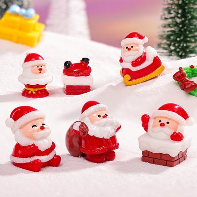 Christmas Santa Claus Gift Box Ornament, Snowfield Landscape Resin Craft Decorative Small Ornament