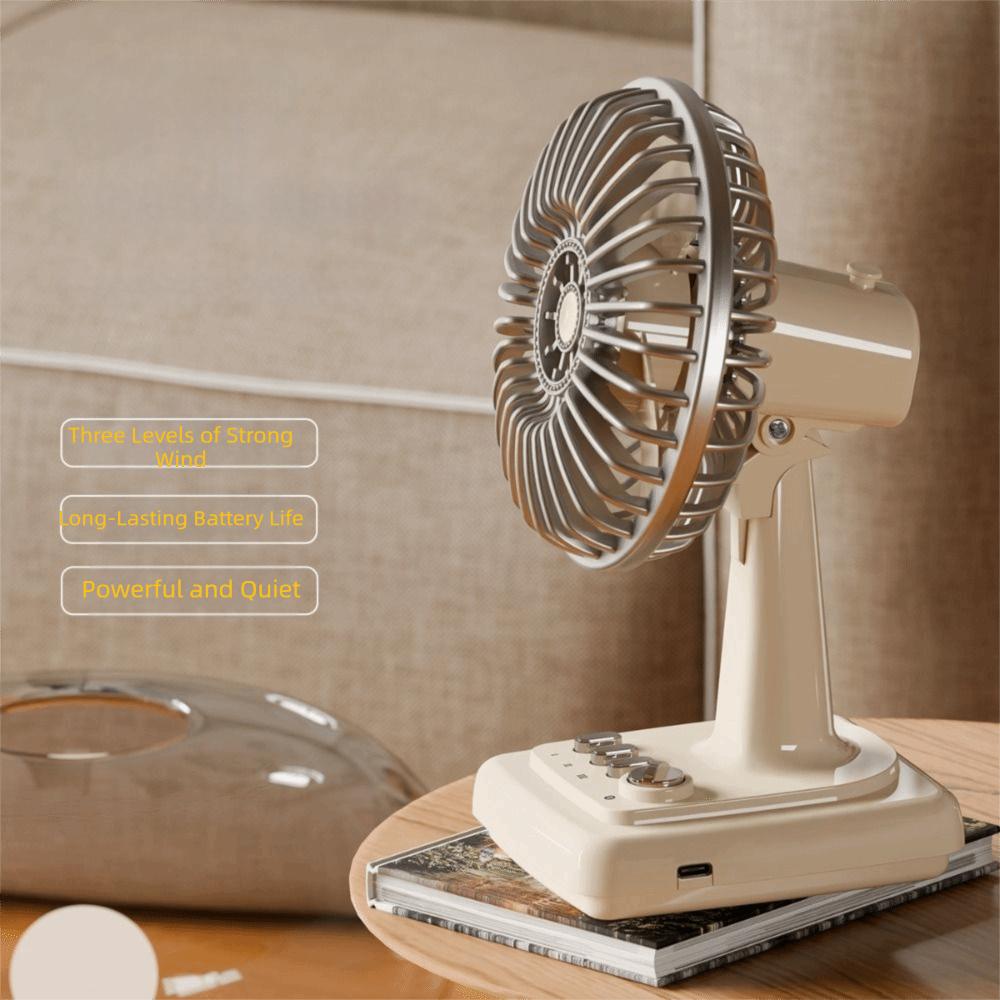 Portable Rechargeable Desktop Fan Mini Retro Cream Fan Portable Mini Electric Fan Desk Use