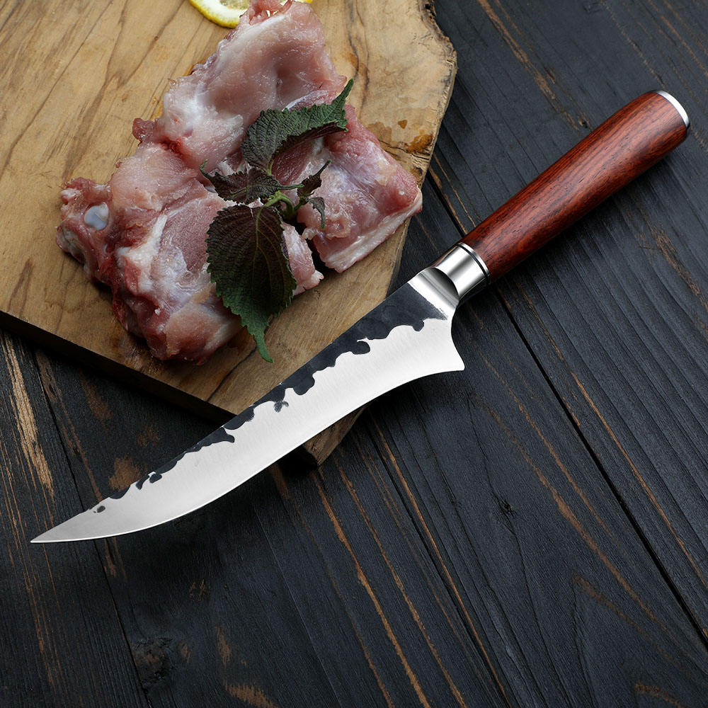 Hand Forging Boning Knife Stainless Steel Kitchen Chef Fishing Knife Sharp Meat Cleaver Hammer Pattern Of Ancient Chef Knife