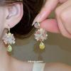 Pink Bubble~ Super Beautiful Zircon Resin Flower Ear Hook French Sweet Versatile Stud Earrings Great Looking Fairy Earrings