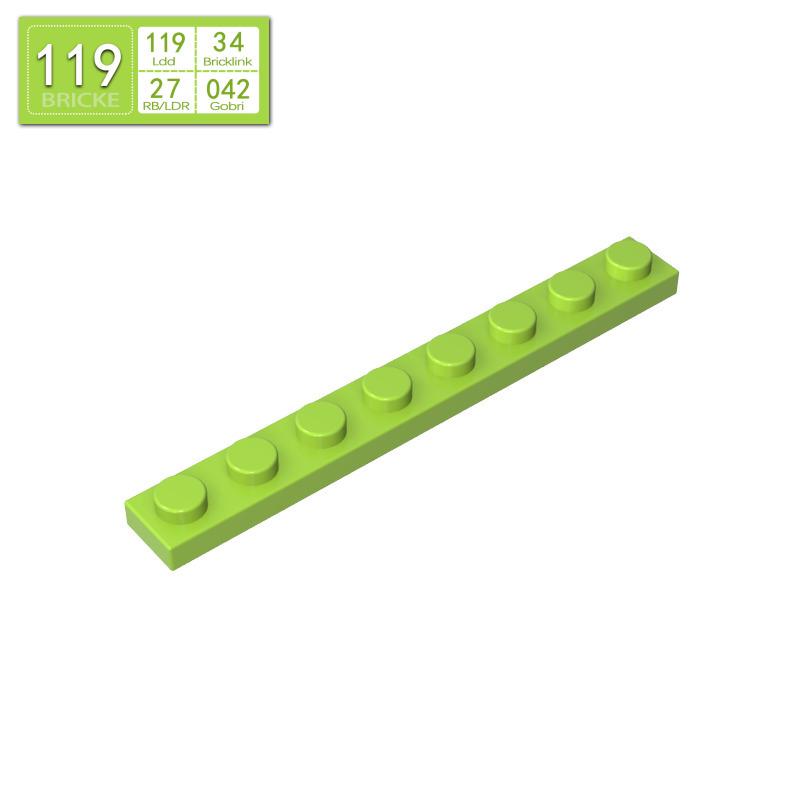 BRICKE Brick Guest 1x8 Plate, Compatible with Lego 3460, Loose Parts Building Blocks, Small Particles.