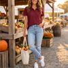 Women's Knit Button Down Short Sleeve Top with Collar, Casual Color Blouse