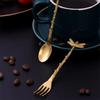 New Vintage Multiple Patterns Alloy Small Spoonfork Mini Royal Style Gold Carved Coffee Snacks Fruit Dessert Spoon Kitchen Tool