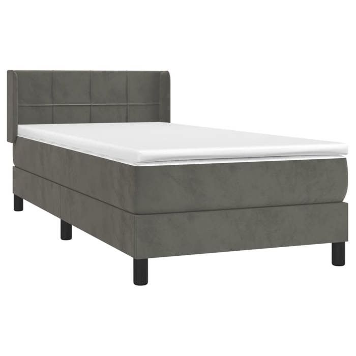 VidaXL Lit à sommier tapissier et matelas Gris foncé 90x190 cm Velours - Modèle 3130932