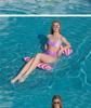 Portable Foldable PVC Striped Water Lounge Chair with Hanging Net - Single Inflatable Floating Bed