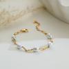 Baroque Pearl Necklace Bracelet Waterproof Non Tarnish Dainty Women Wedding Jewelry Gold PVD Stainless Steel Chain Jewelry Set