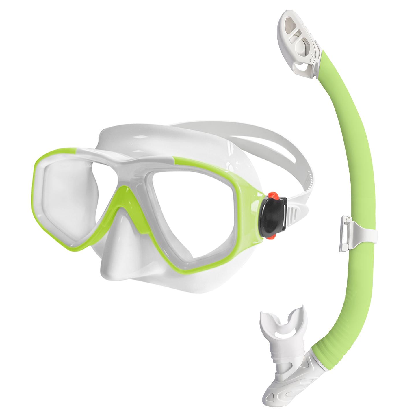 Tempered Glass Diving Goggles, Snorkeling Kit, Foldable Breathing Tube, Swimming and Diving Equipment, Universal