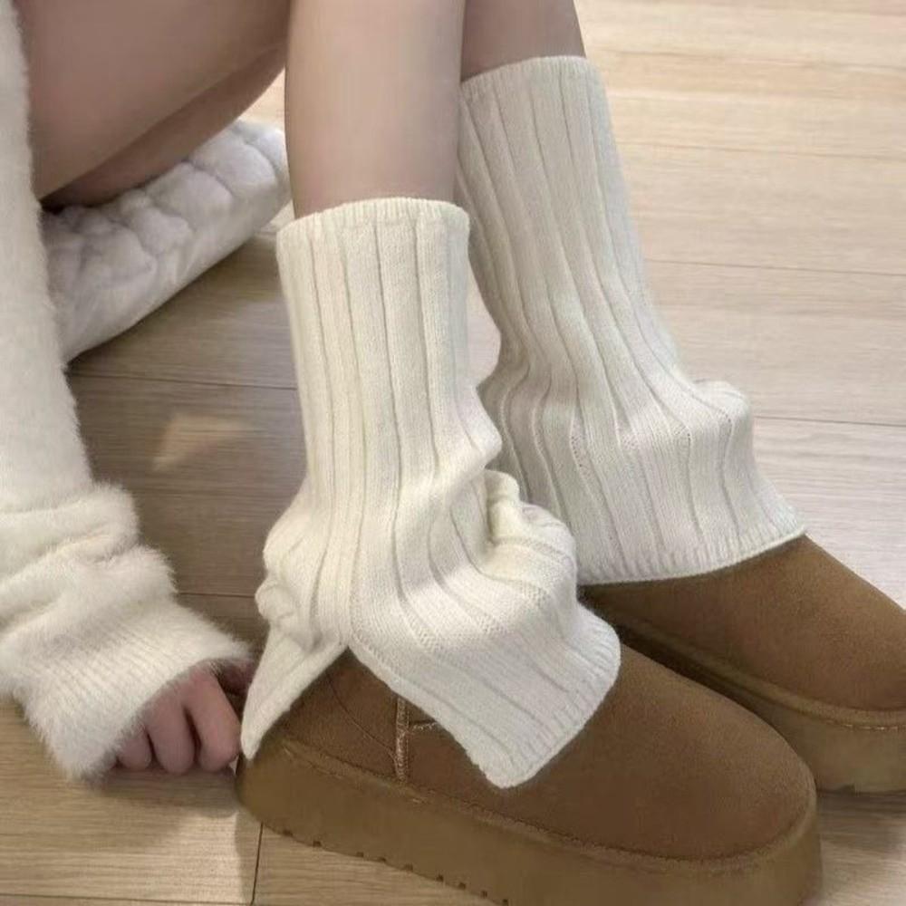 Women Knit Leg Warmers Fall Winter Ribbed Boot Cuffs Slouchy Slouchy Mid-Calf Socks Daily Wear