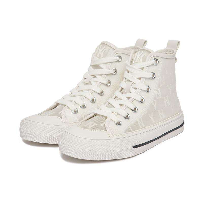 MLB Playball Anti-Slip And Wear-Resistant Lightweight Cushioning High-Top Canvas Shoes Unisex White Sneakers 3ACVCMM2N-50GRS