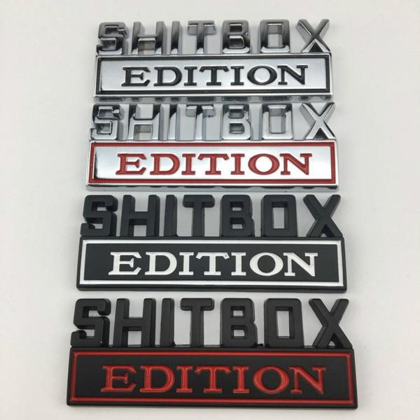 1 szt. NOWA EDYCJA SHITBOX Logo Chromowana Emblemat Odznaki Naklejka Kalkomania Samochodowa