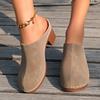 Gepolsterte Damen Sandalen Stilvolle Damen Mules mit Keilabsatz und Blumenmuster Hohl geschnittenes Obermaterial für Sommer Straßenfeste Herbstveranstaltungen