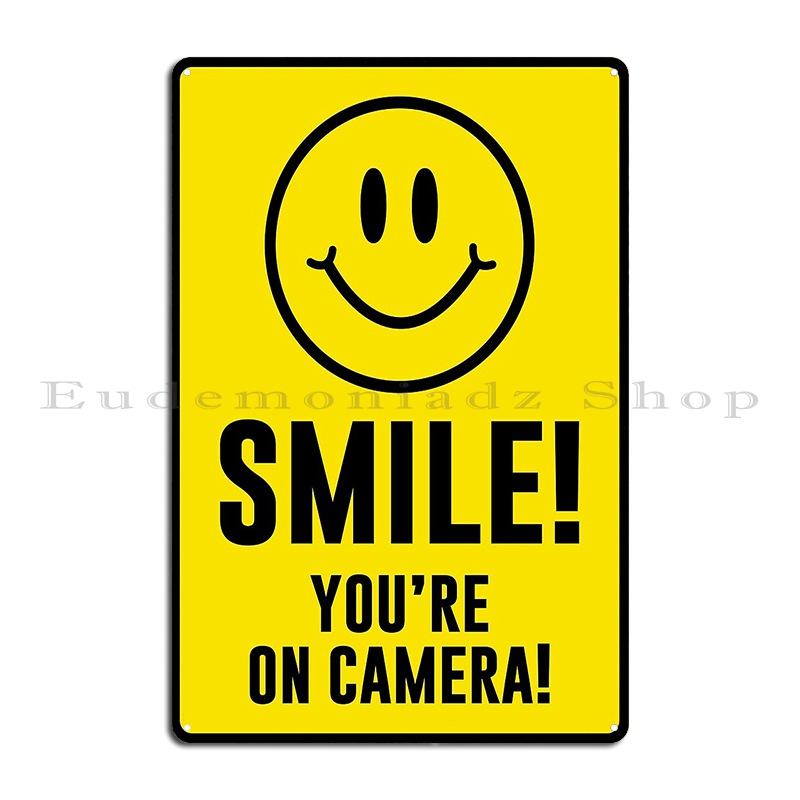 

Smile You Re On Camera Metal Sign Plaques Club Iron Decoration Rusty Tin Sign Poster 20x30cm