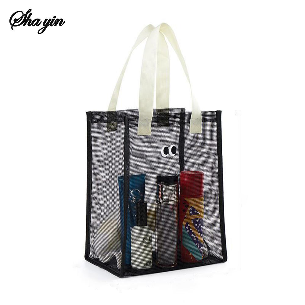 Big Eyed Breathable Mesh Tote Bag for Leisure Travel, Hand-held Beach Bag for Washing and Storage, Large Capacity Tote Bag