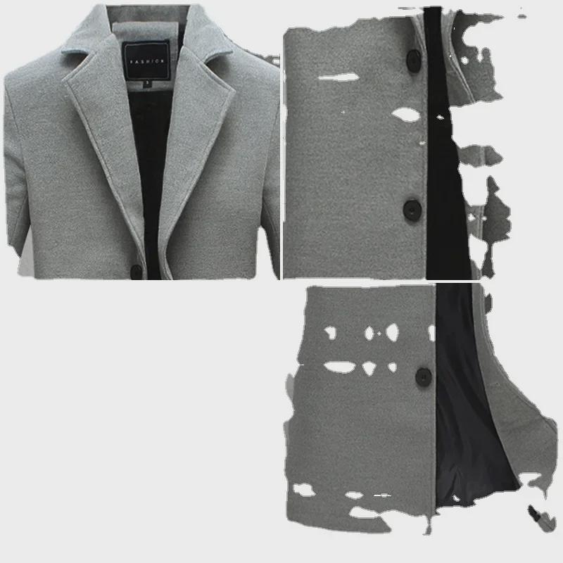 Herren Grauer Wollmantel Mittellang - Stilvoll, Slim Fit, Vielseitiger Abendwindbreaker-Anzug