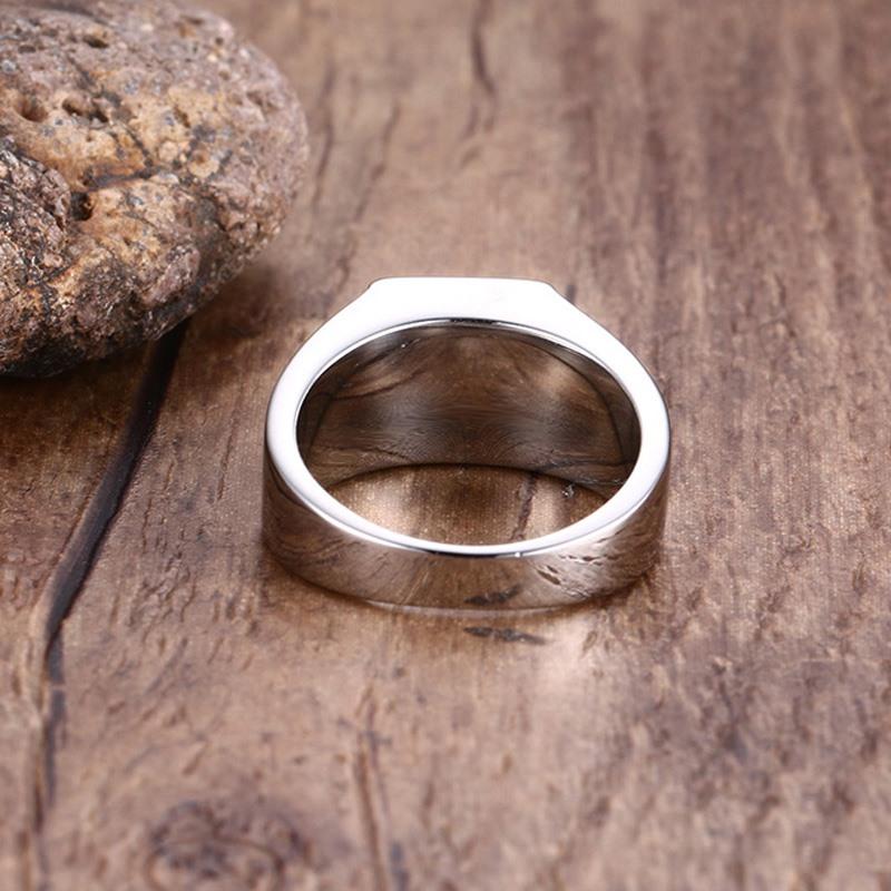 Stilvolle Herren Siegelringe Edelstahl Statement Ring mit rechteckigem blauen Stein anel masculino