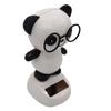 Lovely Glasses Panda Swinging Doll Solar Power Interior Car Ornament Decor Gift
