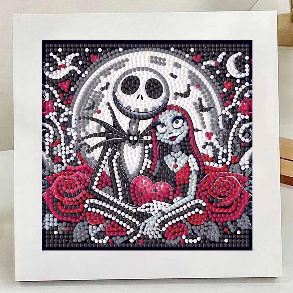 DIY Diamond Painting Kit with Frame,Skeleton Love Full Circle Mosaic 5D DIY Cross Stitch Kit Home Decoration with Frame, Handicraft Hobby Collection