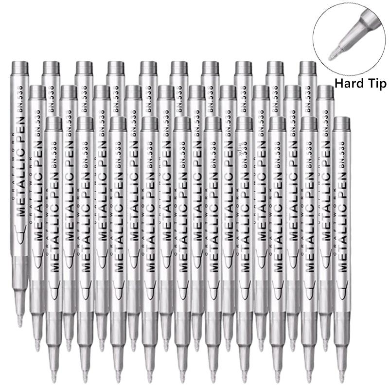1/10/50Pcs Art Writing Gold Silver White Metallic Paint Pen Set Brush Tip Marker Pen Acrylic Paint Markers Stationery Supplies
