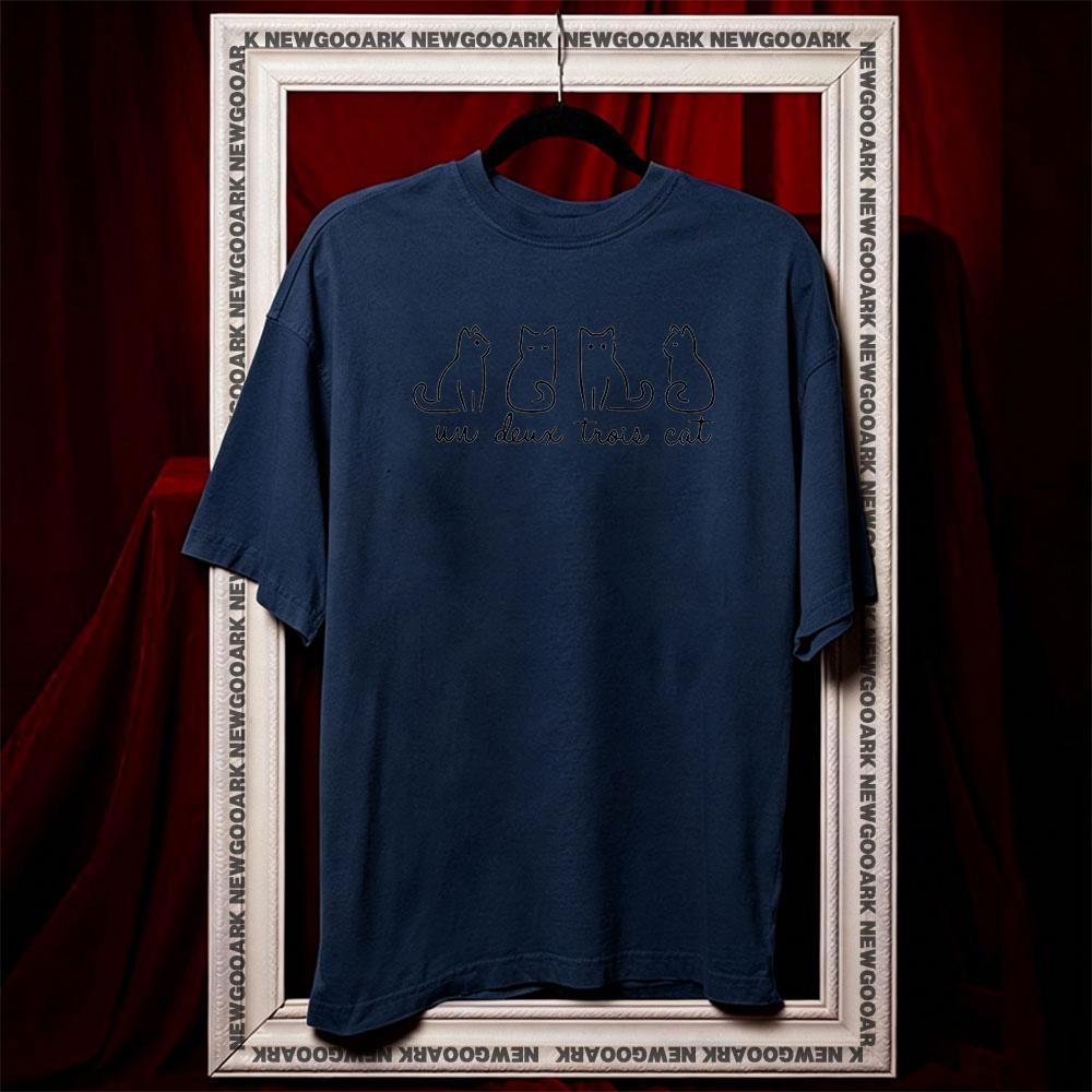 

Un Deux Trois Cat tshirt Women Unisex summer cotton graphic t shirts Adult streetwear tops tee Oneck Comfortable S