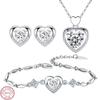 925 Silber Schmucksets Für Damen Herz Zirkon Ring Ohrringe Halskette Hochzeit Braut Elegant Weihnachten