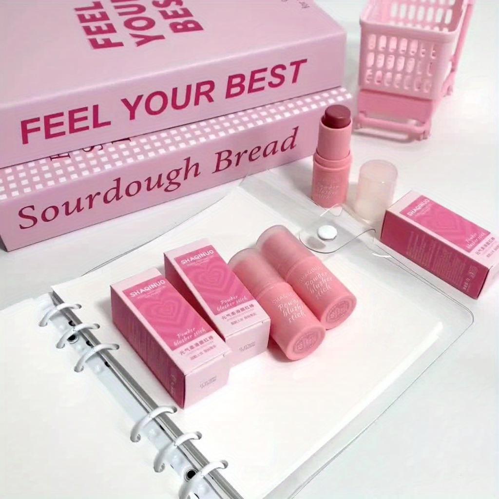 SHAQINUO Powder Blusher Stick Cream Blush Smooth Blendable Natural Matte Cheek Tint Face Makeup Long-Lasting Waterproof Cute Pink Cosmetics for Women