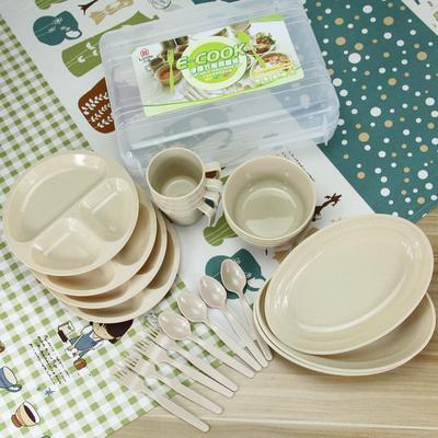 24 Pieces Picnic Camping Outdoor Plastic Reusable Tableware Dishes Set
