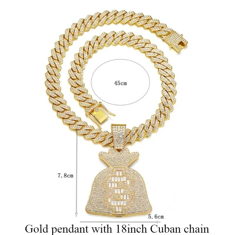 New Arrival Alloy Money Bag & Coin Pendant Cuban Chain Necklace - Trendy Hip-Hop Rap Jewelry for Men
