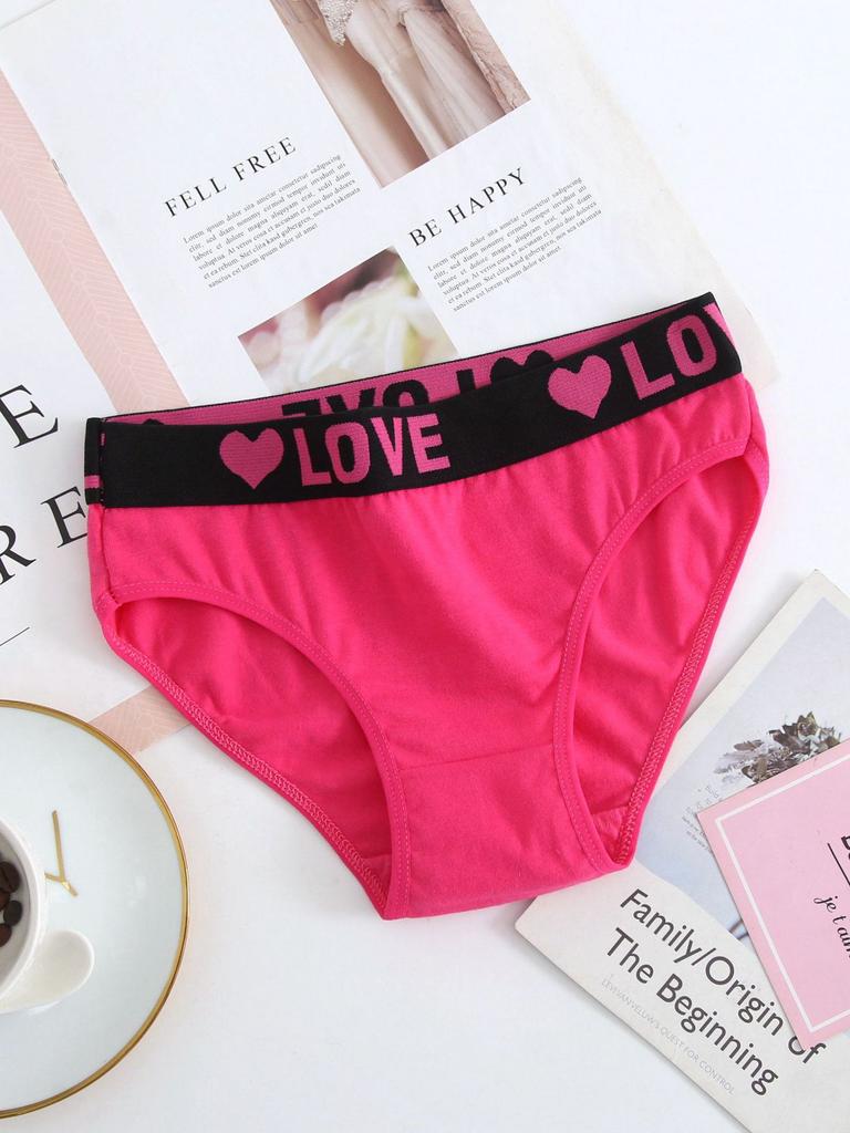 Female Spring Summer Sexy Lovely Love Letter Print Comfortable Elastic Band Low Waist Briefs