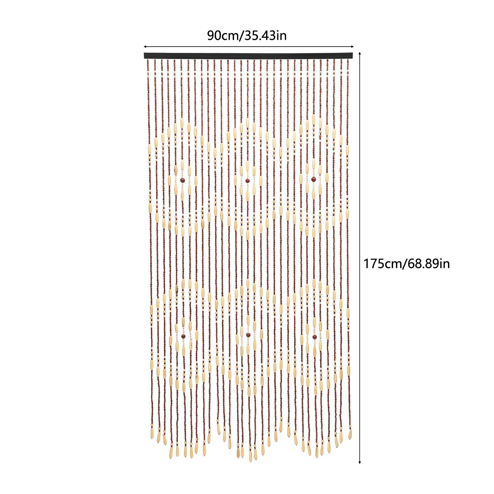 90*175 см Богемная Натуральная Деревянная Дверная Бусинная Штора, Декор Проема в Бамбуковом Стиле с 31 Нитью Бусин коричневый