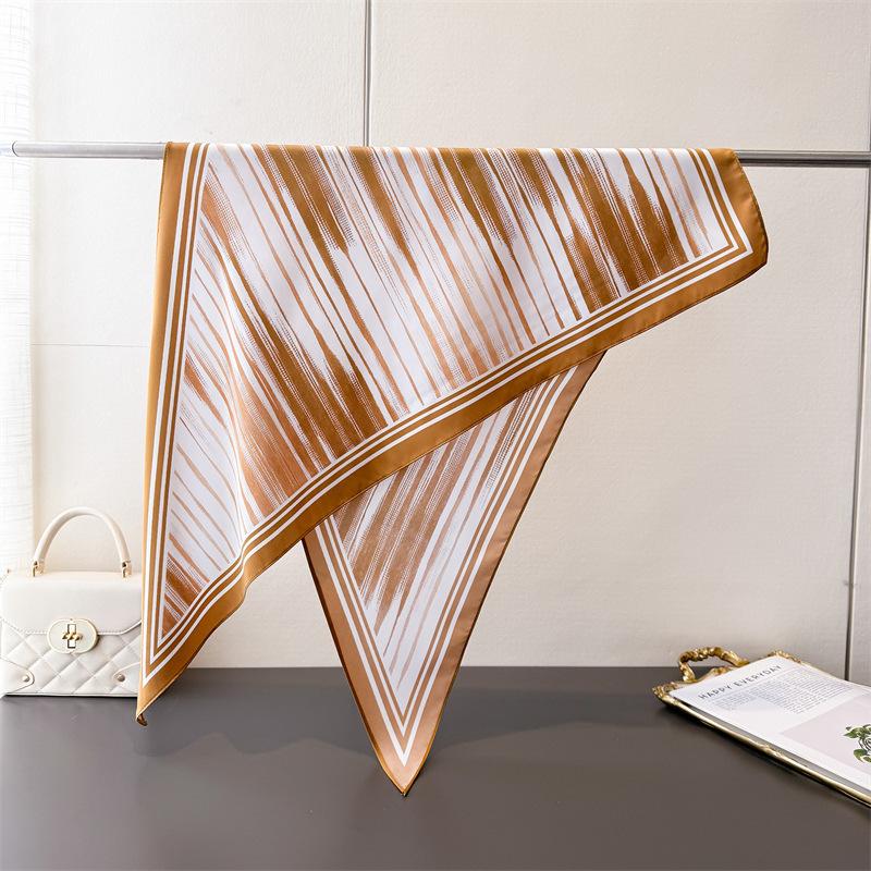 Gradual change line printing simulation silk women's scarf workplace versatile silk scarf shawl waist triangle scarf headscarf scarf