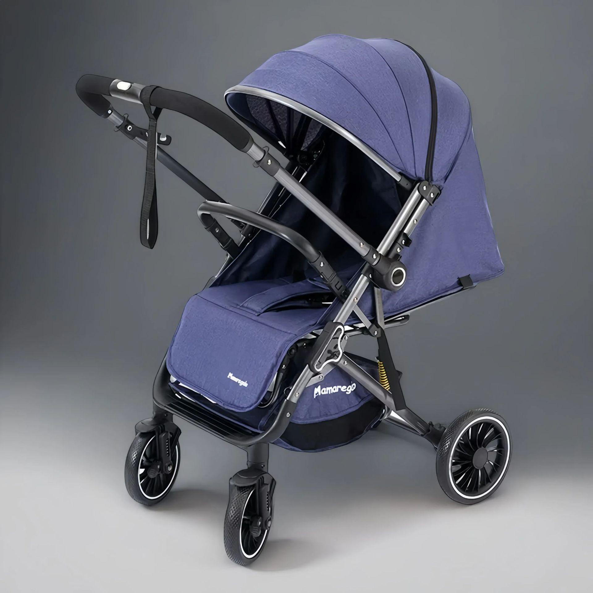 

Легкая, Складная Двусторонняя Детская Коляска: Сидеть, Лежать, Высокий ландшафтный дизайн для легкой ходьбы синий