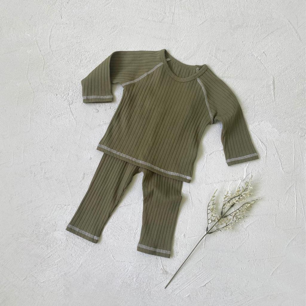 2025 Autumn Baby & Toddler A-Class Soft Ribbed T-Shirt + Base Layer Pajama Set