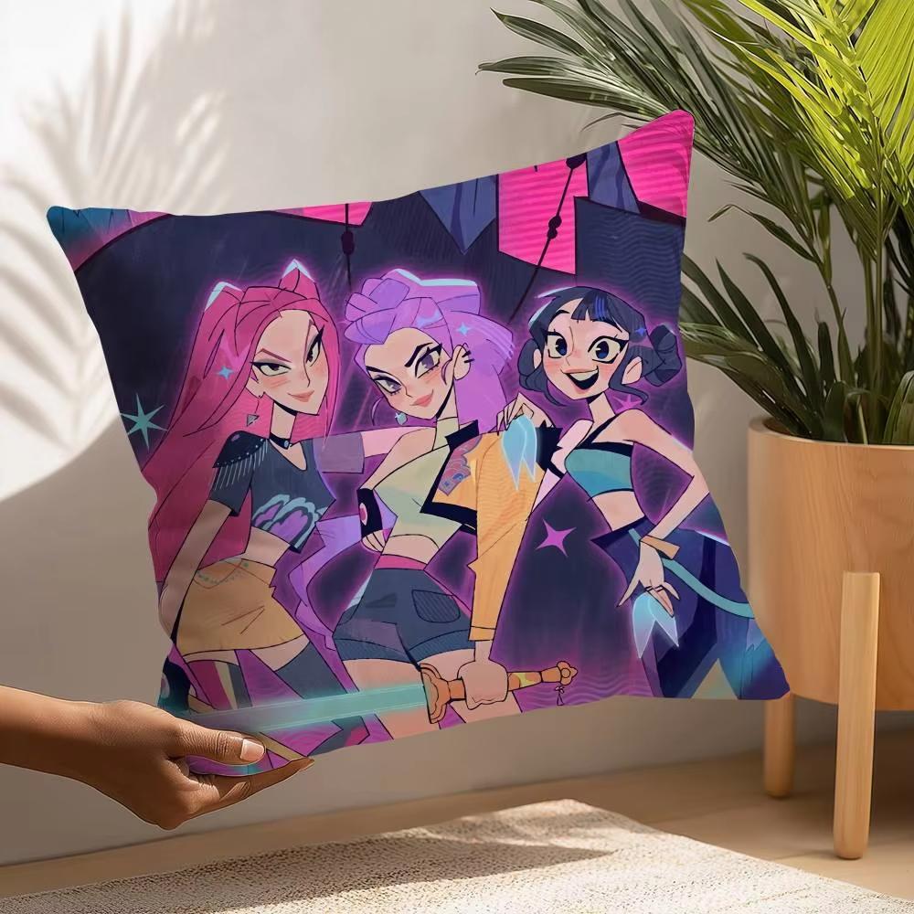 K-kpop D-Demon H-Hunters Pillow Covers Cushion Cover Cartoon Double-sided Print Square Pillow Living Room Decoration Pillowcase