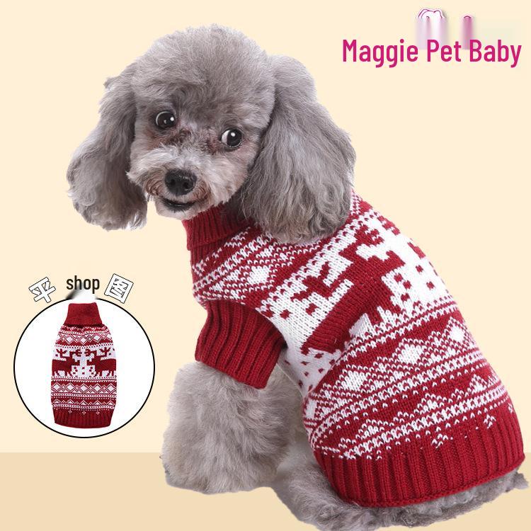 Autumn/Winter High Neck Christmas Dog Sweater - Warm Knitwear for Pets
