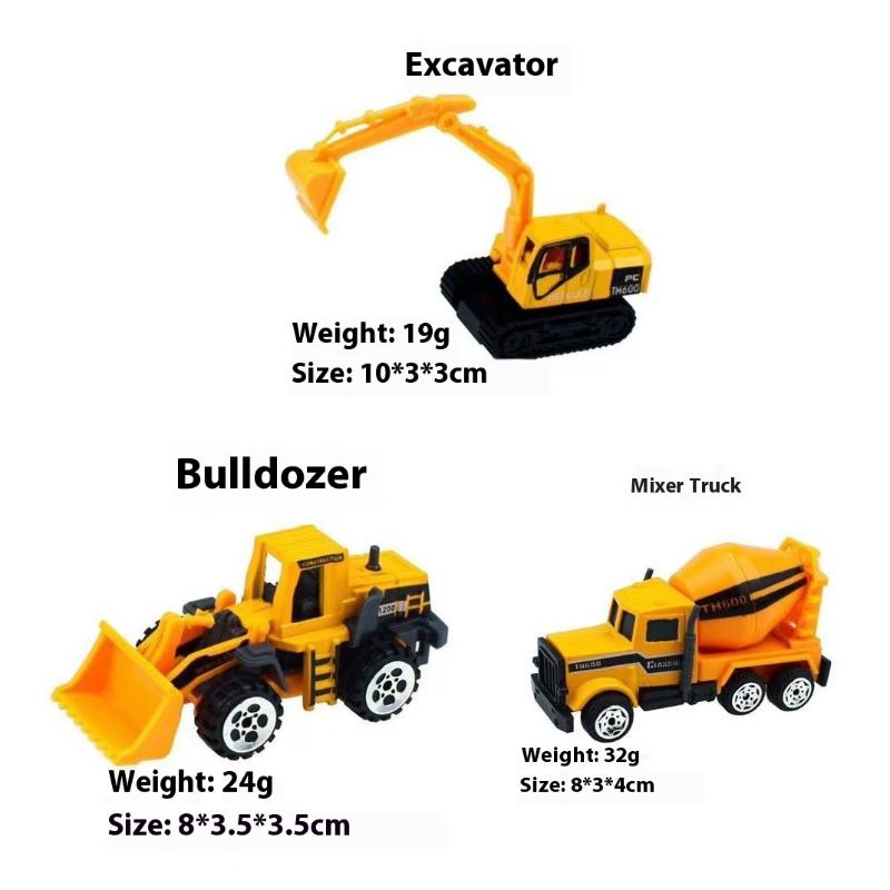 6Pcs/Set Educational Toys Alloy Plastic Engineering Truck Car Construction Model Vehicle Loader Tractor Excavator For Kid Gifts