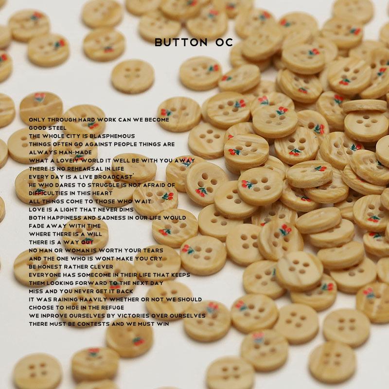 Red Cherry Four-Hole Resin Buttons - Imitation Wood for Children's Wear, Shirts, Ladies' Sweaters, Sleeves, and Collars.