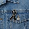 10 Piece Stylish Black Ribbon Badge For Cancer Awareness Programs And Formal Clothing Alloy Enamel Brooch Corsage Pin