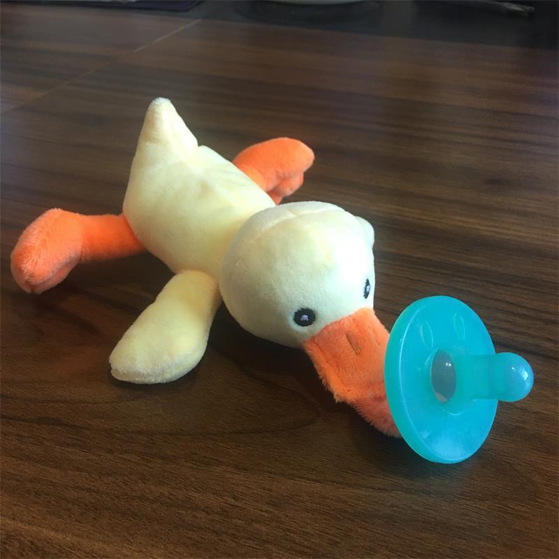 Ciuccio in Silicone con Ciondolo Animale di Peluche per Lattanti e Bambini Piccoli per Alleviare la Dentizione