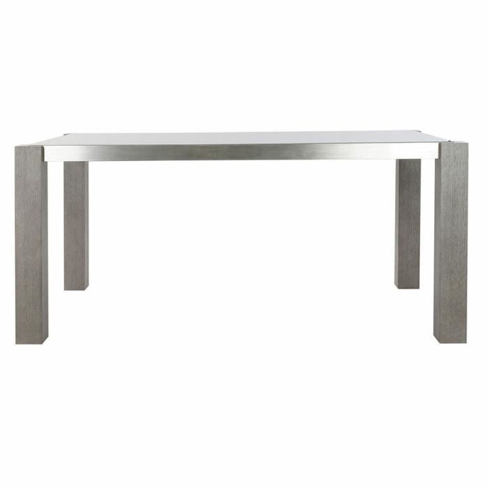 Table de salle à manger - Marque - Modèle - Verre trempé - Aluminium - Chêne naturel