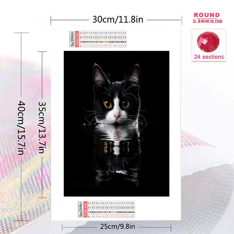Tuxedo cat Pattern 3pcs 100% Round Full Drill 5D DIY Diamond Painting Embroidery Cross Stitch Rhinestone Décor