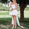 Top a tubo abito da sposa leggero 1011 nuova sposa bianco semplice temperamento da uscire filato banchetto abito da sera corto vestito