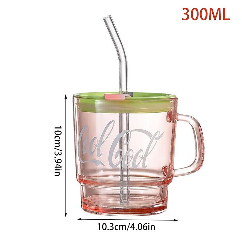 Hoher Erscheinungsgrad Doppelwandiges Trinkglas Henkel Strohhalmbecher Büro Trinkbecher Frühstück Milchbecher