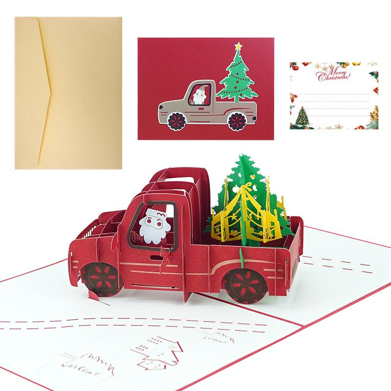 3D Pop-up Christmas Card with Custom Envelope and Hot Stamping