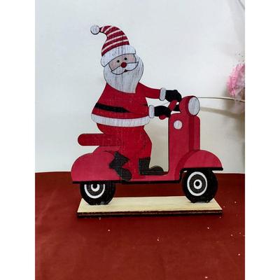 Christmas Decoration Small Wooden Decors Christmas Gift (Santa On Scooter Engraved In Wood) Latest