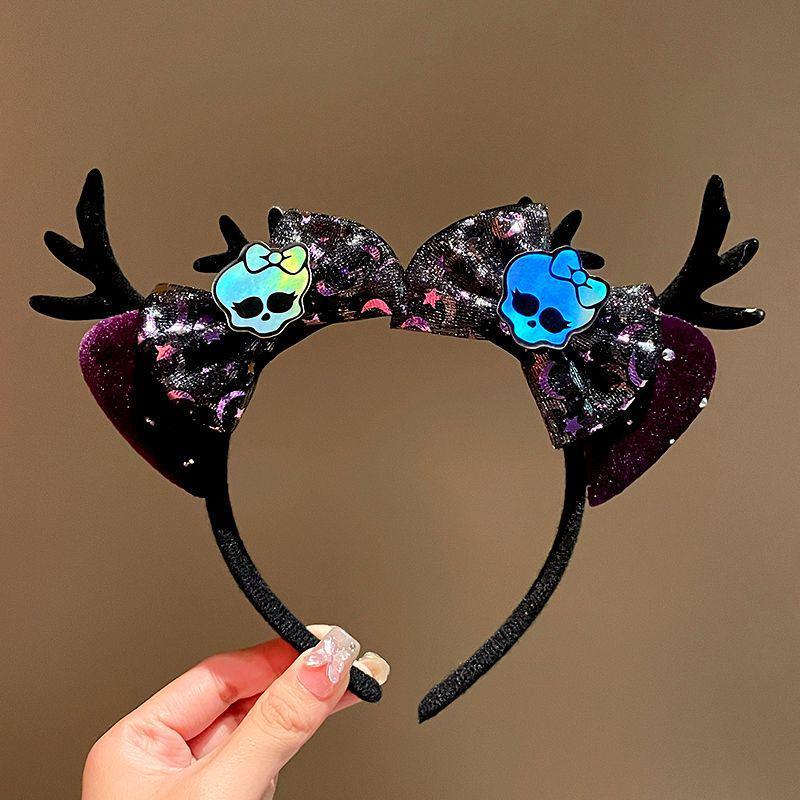 Halloween Witch Headband: Ghost Festival Dark Party Decoration with Skull, Pumpkin, and Funny Lace Bow Antlers Hair Accessories